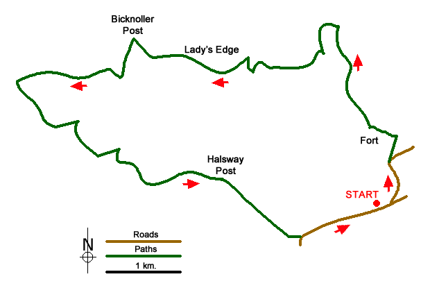 Route Map - Quantock Hills from Dead Woman's Ditch Walk
