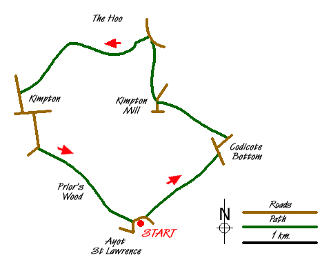 Route Map - The Upper Mimram Valley Walk