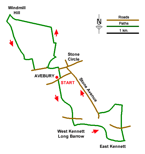 Route Map - Highlights of Avebury Walk
