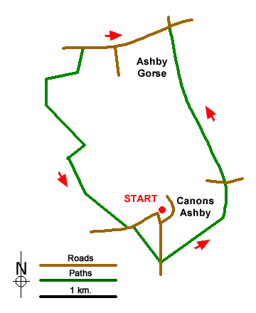 Route Map - Canons Ashby Circular Walk