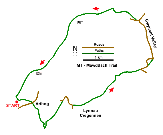 Route Map - Llynnau Cregennen & Mawddach Estuary Walk