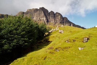 Cliffs of the Storr from Loch Leathan