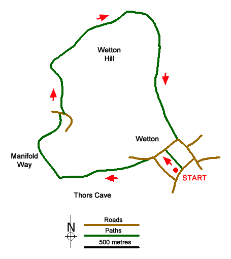 Route Map - Wetton & Manifold Valley from Wetton Walk