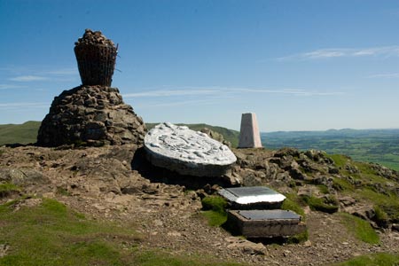 The various man made additions to the summit of Dumyat