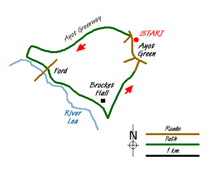 Route Map - Ayot Green Circular Walk