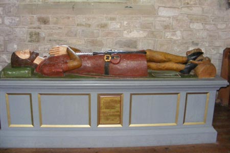 Rare wooden effigy inside the church