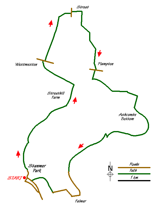 Route Map - Stanmer to Streat Walk