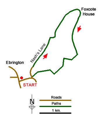 Route Map - Ebrington & Foxcote circular Walk