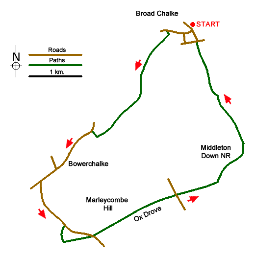Route Map - Bowerchalke & the Ox Drove Walk