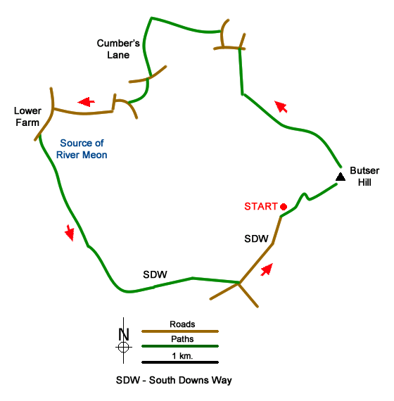 Route Map - Butser Hill Circular Walk