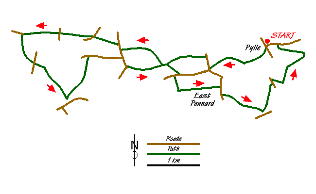 Route Map - Pennard Hill from Pylle Walk