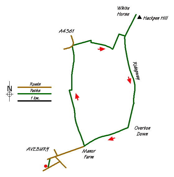 Route Map - Hackpen Hill & Overton Down Walk
