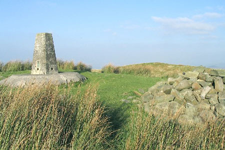 Trig point and cairn on Foel Cwmcerwyn, Preseli Hills