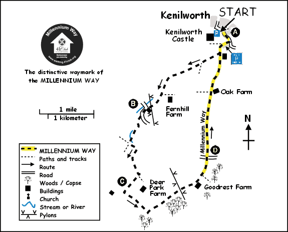 Route Map - Kenilworth Castle circular Walk