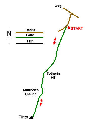 Route Map - Tinto (northern approach) Walk