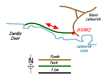 Route Map - Durdle Door & Lulworth Cove Walk
