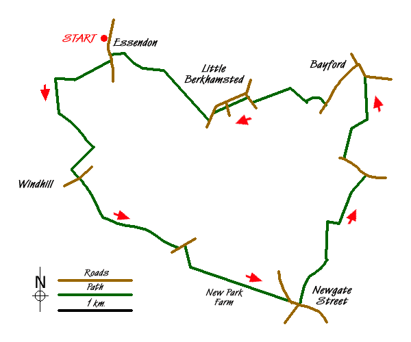 Route Map - Essendon to Bayford Circular Walk
