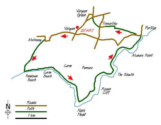 Route Map - Nare Head & Portloe Walk
