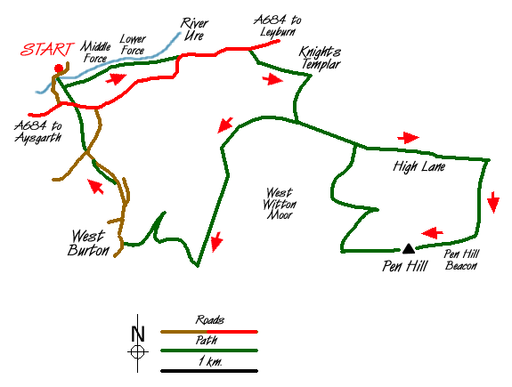 Route Map - Penhill & West Burton Walk