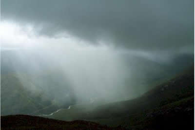 Bad weather heads down Glen Dessarry from Fraoch Bheinn
