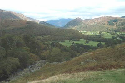 View of Borrowdale from climb to summit of Bessyboot