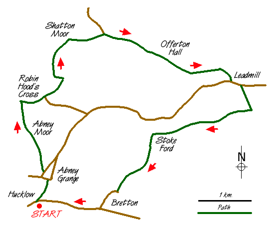 Route Map - Abney Moor & Bretton Clough Walk