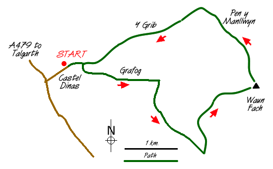 Route Map - Waun Fach Walk