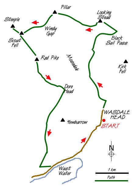 Route Map - Mosedale Horseshoe Walk