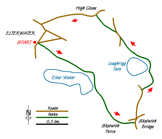 Route Map - Elterwater circular Walk