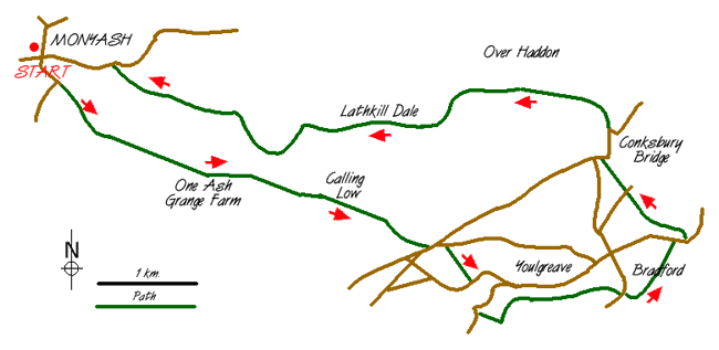 Route Map - Bradford & Lathkill Dales Walk