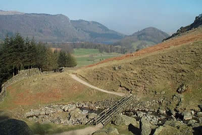 View of Thirlmere from path to Helvellyn