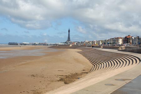 The modern promenade at Blackpool