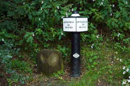Cast iron mile post on the Caldon Canal