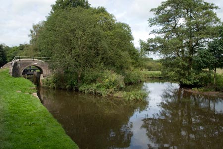 The Canal Canal and River Churnet divide near Cheddleton