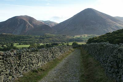 Looking back along the lane to Loweswater village
