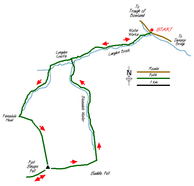Route Map - Fiensdale Head & Bleasdale Water Walk