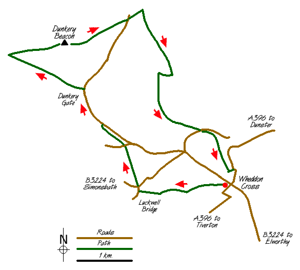 Route Map - Dunkery Beacon Walk