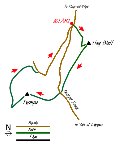 Route Map - Hay Bluff & Twmpa Circular Walk