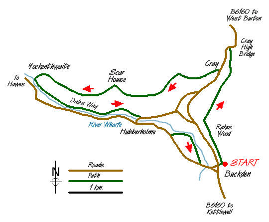 Route Map - Yockenthwaite & Hubberholme Walk