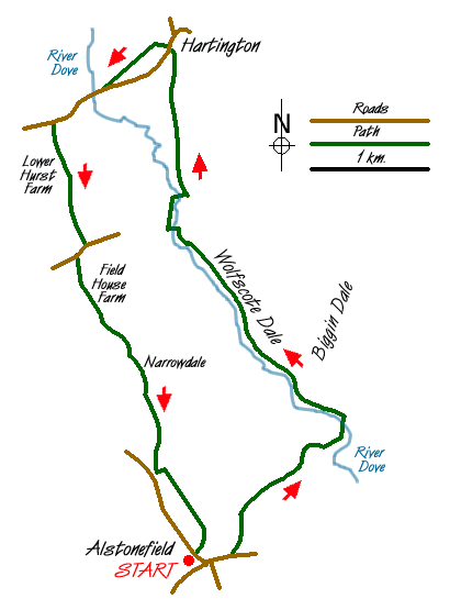 Route Map - Wolfscote Dale Walk