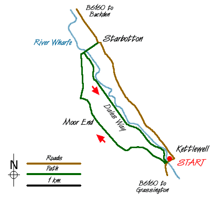 Route Map - Starbotton & Kettlewell circular Walk