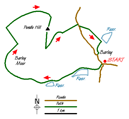 Route Map - Circuit of Pendle Hill Walk