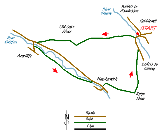 Route Map - Arncliffe & Kettlewell Circular Walk