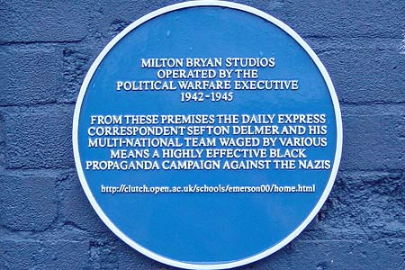 Plaque commemorating work of Political Warfare Executive