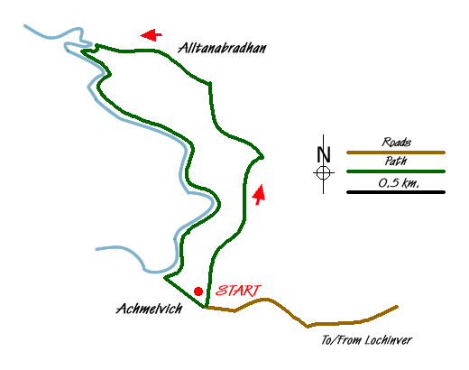 Route Map - Achmelvich Bay and Alltanabradhan Walk
