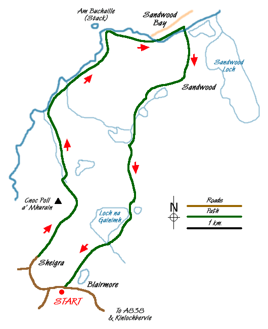 Route Map - Sandwood Bay Walk