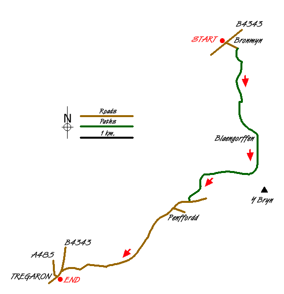 Route Map - The Elephant Walk from Tregaron Walk