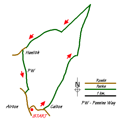 Route Map - Calton and Hanlith Moors Walk