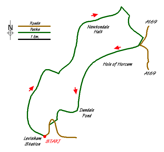Route Map - Hole of Horcum from Levisham Station Walk