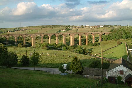 View over Hewenden reservoir and viaduct